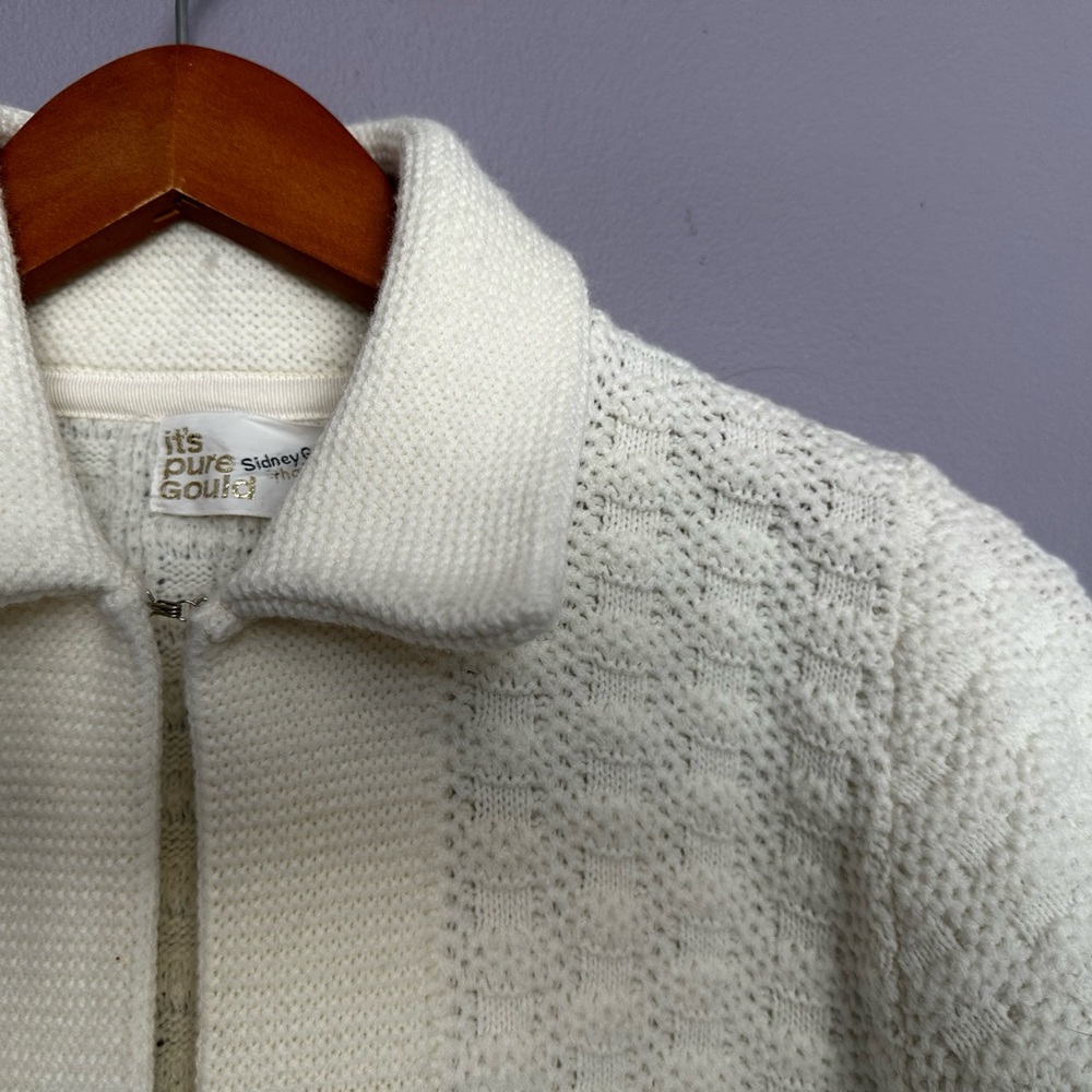 Vintage 60’s Sidney Gould It's Pure Gould Ivory Open Knit Cardigan Sweater Small